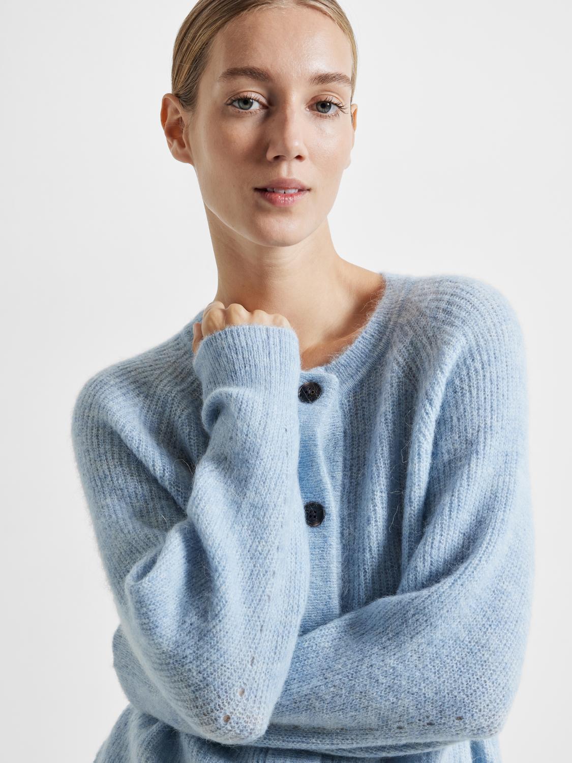 Lulu kort ullcardigan - Blå/ Cashmere Blue